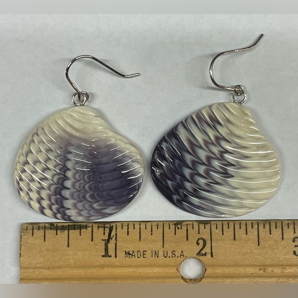 Wampum Quahog Shell Sterling Silver Earrings